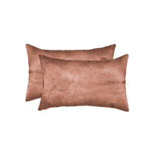 Natural Home Decor Torino Cowhide Pillow | 2-Piece | Brown | 12"x20"